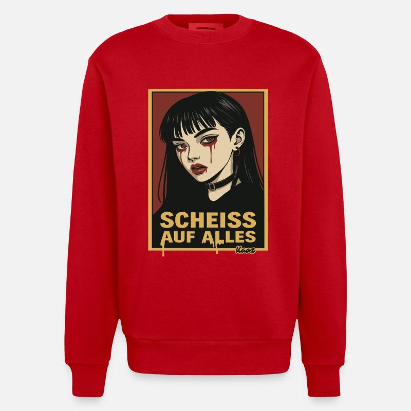 Emo Gothic Girl mit Aussage - Heavyweight Oversized Organic Crew Neck Made in EU - Rot