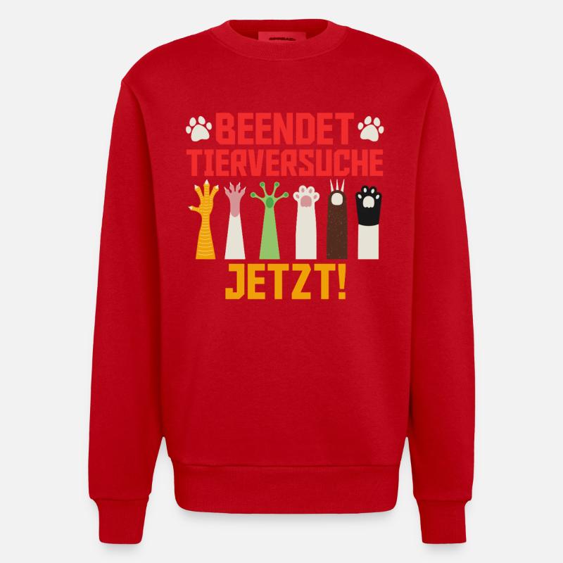 Tierwohl BEENDET TIERVERSUCHE JETZT LUSTIG - Heavyweight Oversized Organic Crew Neck Made in EU - Rot
