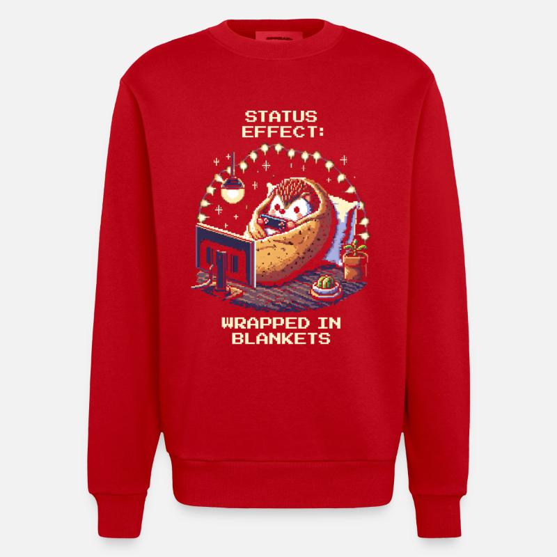 Statut : Blotti dans des couvertures - Sweat bio épais oversize fabriqué en UE - rouge