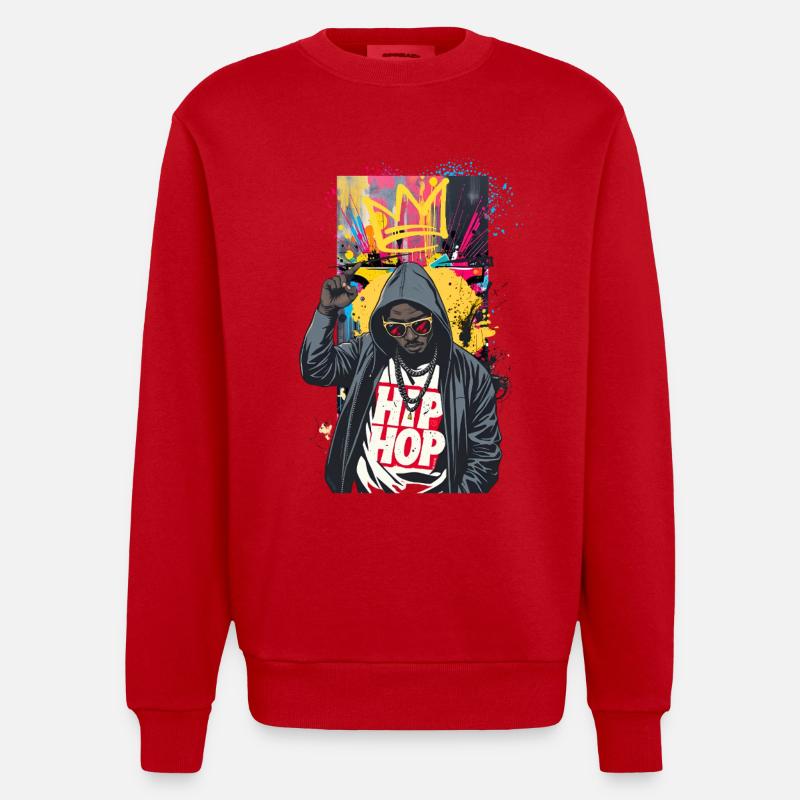 Urbaner Rapper mit bunten Graffitis - Heavyweight Oversized Organic Crew Neck Made in EU - Rot