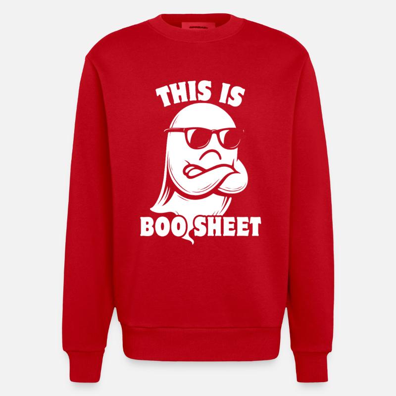 Halloween Geist - This is Boo Sheet - Heavyweight Oversized Organic Crew Neck Made in EU - Rot