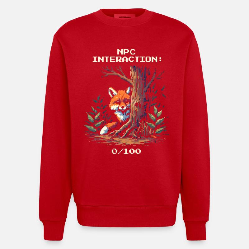 NPC Interaction: 0/100 | Introversion humor - Heavyweight Oversized Organic Crew Neck Made in EU - red