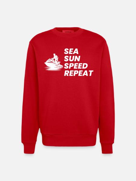 Lustige Jetski-Sommer-Geschwindigkeitswiederholung - Heavyweight Oversized Organic Crew Neck Made in EU - Rot