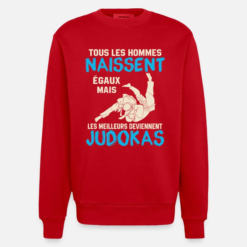 Judo Geschenk - Heavyweight Oversized Organic Crew Neck Made in EU - Rot