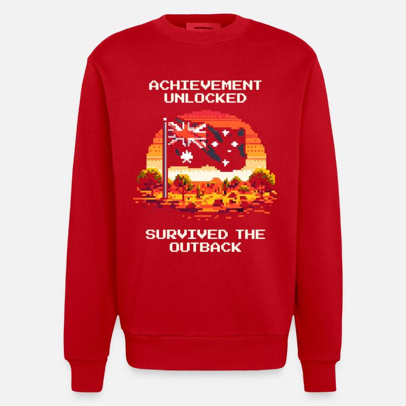Achievement: Outback überlebt | Australien - Heavyweight Oversized Organic Crew Neck Made in EU - Rot
