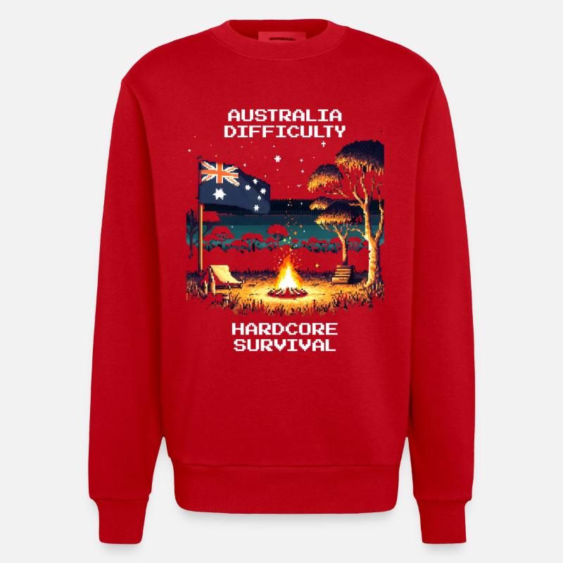 Australien: Hardcore-Survival | Outback - Heavyweight Oversized Organic Crew Neck Made in EU - Rot