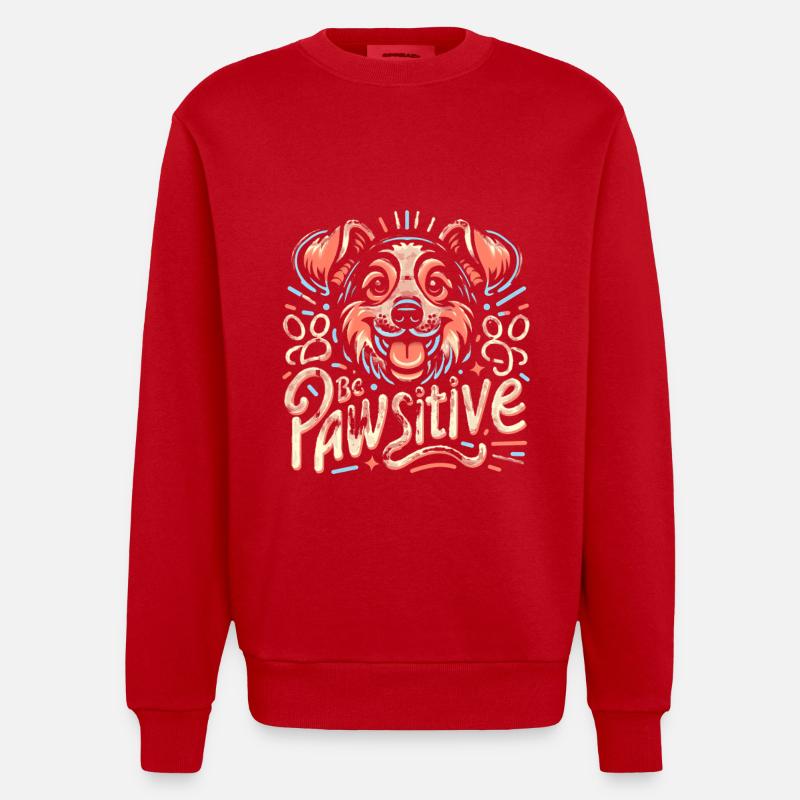 Be pawsitive süßer Hund - Heavyweight Oversized Organic Crew Neck Made in EU - Rot