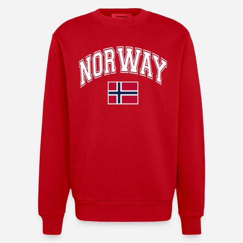 Drapeau de la Norvège - Sweat bio épais oversize fabriqué en UE - rouge