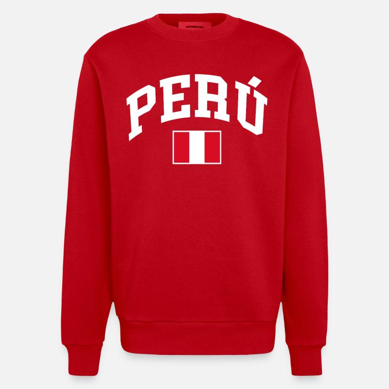 Drapeau du Pérou - Sweat bio épais oversize fabriqué en UE - rouge