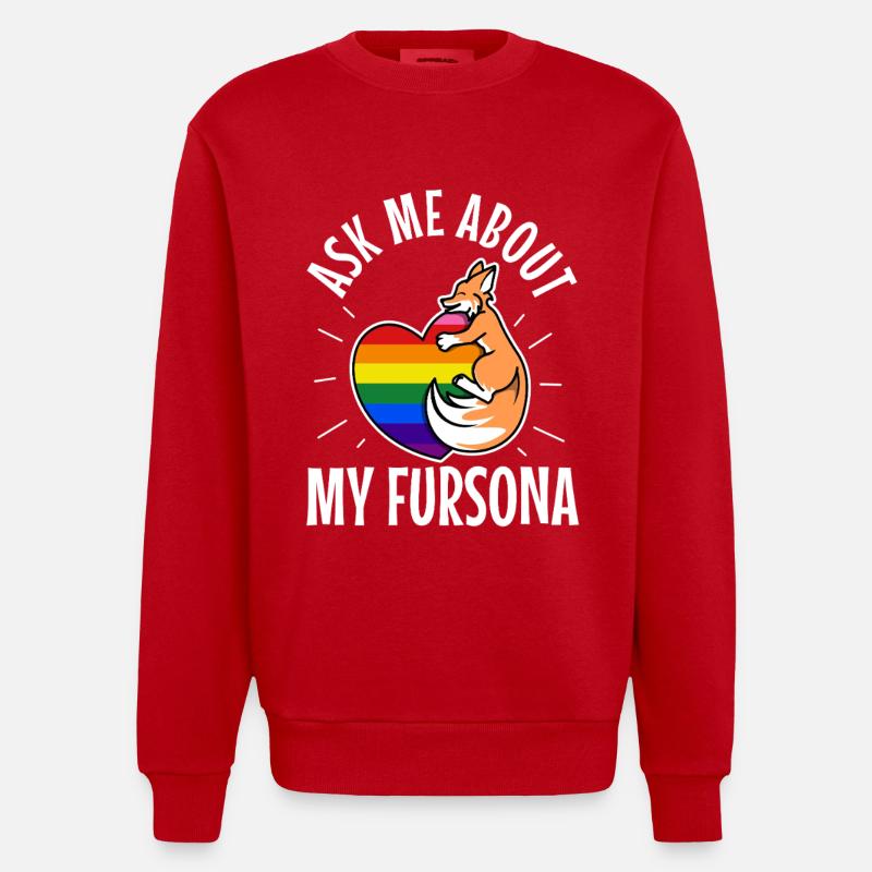 Posez-moi des questions sur mon Fursona - Sweat bio épais oversize fabriqué en UE - rouge