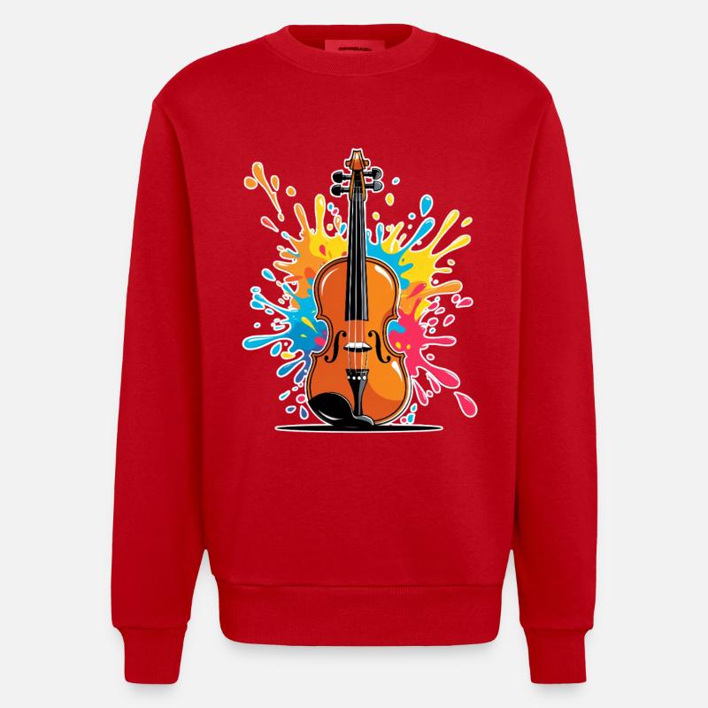 Conception artistique de violon vibrante - Sweat bio épais oversize fabriqué en UE - rouge