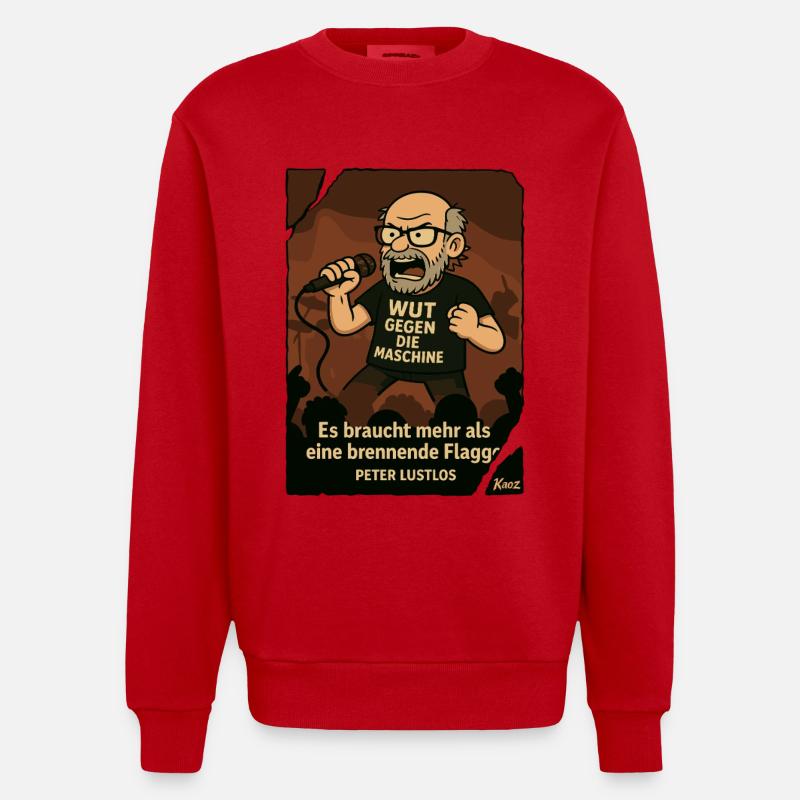 Protestierender Peter Lustlos mit Mikrofon - Heavyweight Oversized Organic Crew Neck Made in EU - Rot