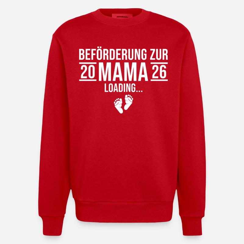 Mama 2026 loading - Expectant mother - Heavyweight Oversized Organic Crew Neck Made in EU - red