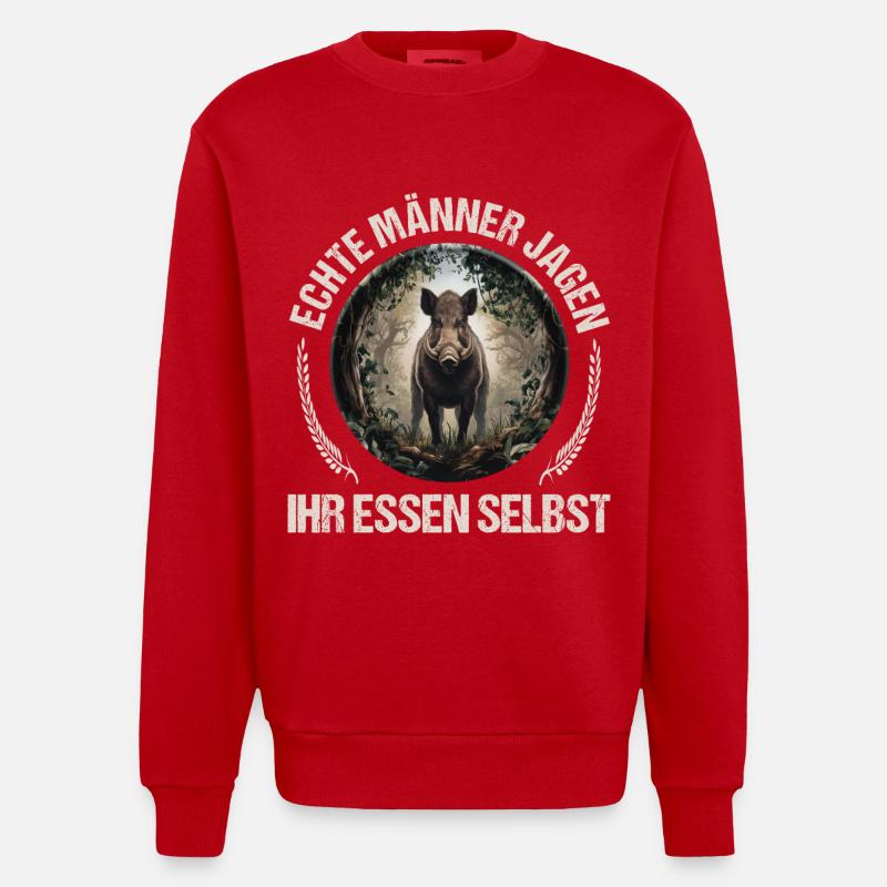 Chasseur qui dit - Sweat bio épais oversize fabriqué en UE - rouge