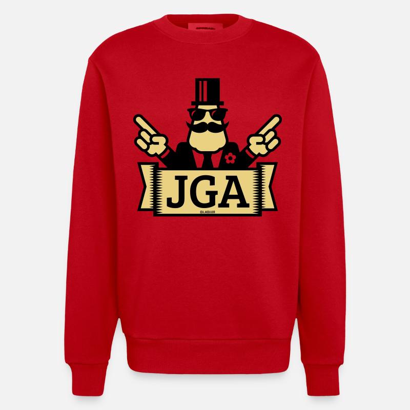 JGA Handzeichen (Junggesellenabschied / 2C) - Heavyweight Oversized Organic Crew Neck Made in EU - Rot