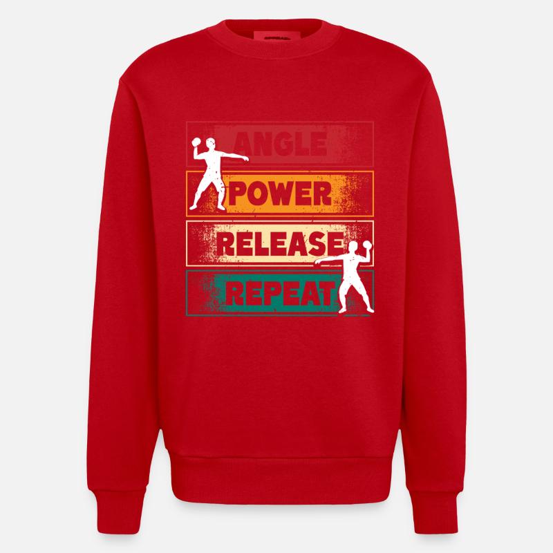 Kugelstoßen Kugelstoß Angle Power Release - Heavyweight Oversized Organic Crew Neck Made in EU - Rot