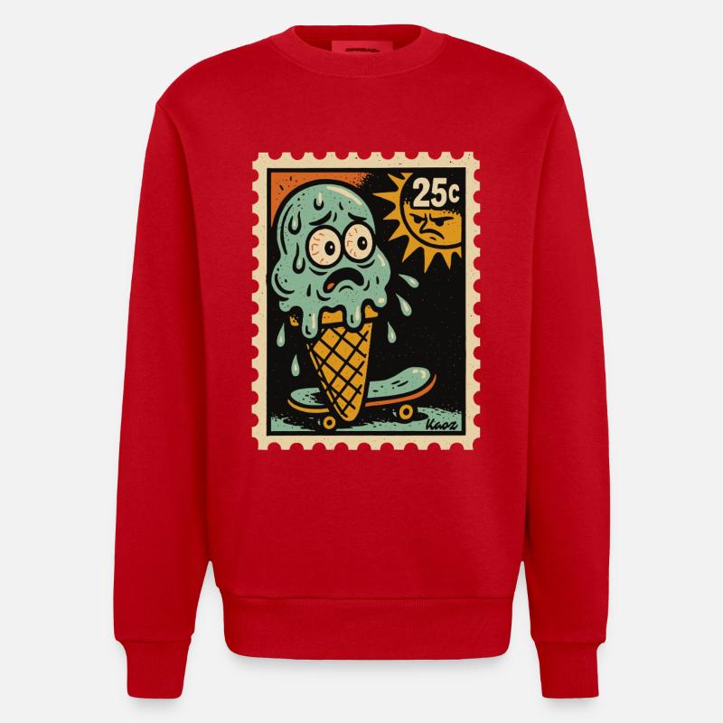 Melancholisches Eis und Sonnenstempel - Heavyweight Oversized Organic Crew Neck Made in EU - Rot