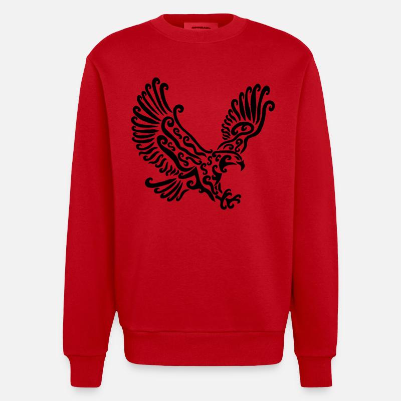 Black Eagle - Heavyweight Oversized Organic Crew Neck Made in EU - red