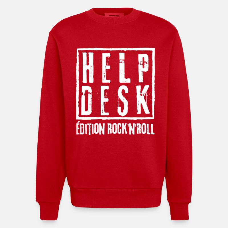 HELPDESK Rock N Roll Edition - Heavyweight Oversized Organic Crew Neck Made in EU - Rot