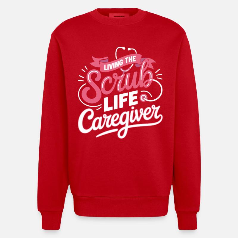 Devise du soignant Scrub Life - Sweat bio épais oversize fabriqué en UE - rouge