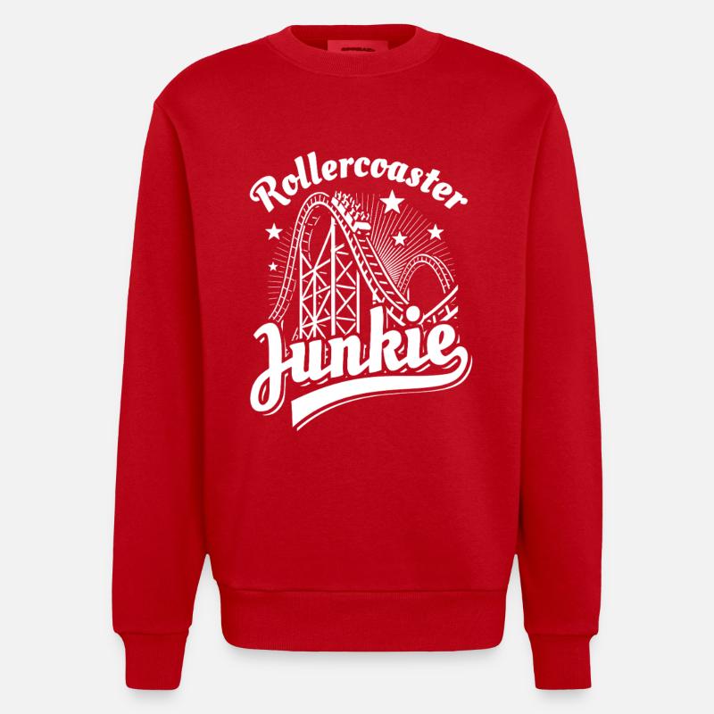 Rollercoaster Junkie - Roller Coaster - Loop - Heavyweight Oversized Organic Crew Neck Made in EU - red