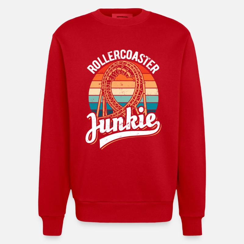 Rollercoaster Junkie - Roller Coaster - Loop - Heavyweight Oversized Organic Crew Neck Made in EU - red