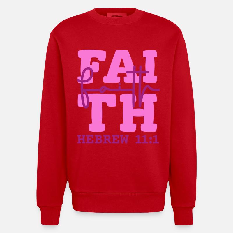 Foi Espérance Jésus Conception Chrétienne - Sweat bio épais oversize fabriqué en UE - rouge