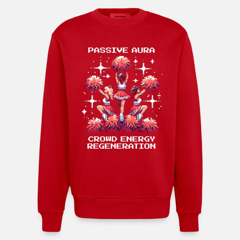 Passive Aura: Crowd Energy Boost | Cheerleading - Heavyweight Oversized Organic Crew Neck Made in EU - red