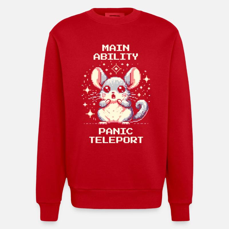 Main Ability: Panic Teleport | Chinchilla - Heavyweight Oversized Organic Crew Neck Made in EU - red