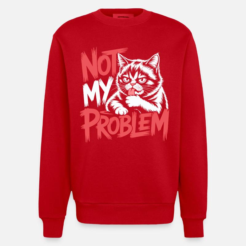 Not My Problem Cat - Heavyweight Oversized Organic Crew Neck Made in EU - red