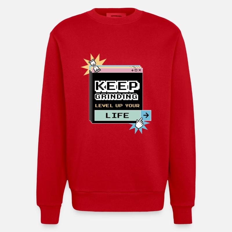 Keep Grinding Daily Motivation Perseverance - Heavyweight Oversized Organic Crew Neck Made in EU - red