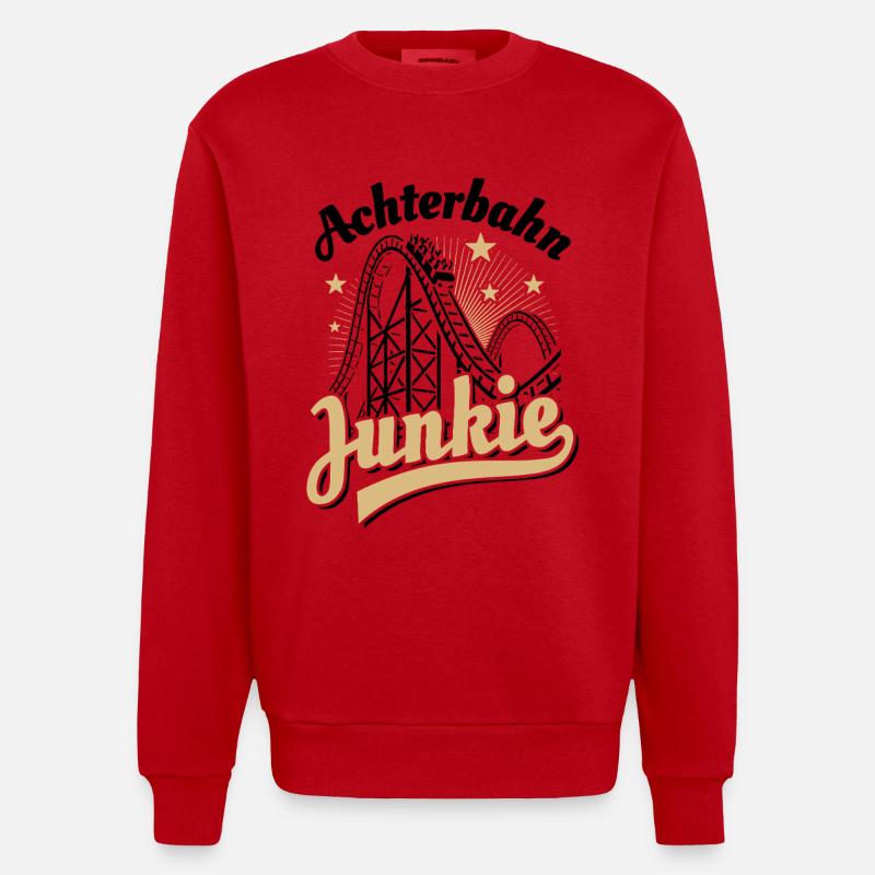 Roller Coaster Junkie - Parc d'attractions - Looping - Sweat bio épais oversize fabriqué en UE - rouge