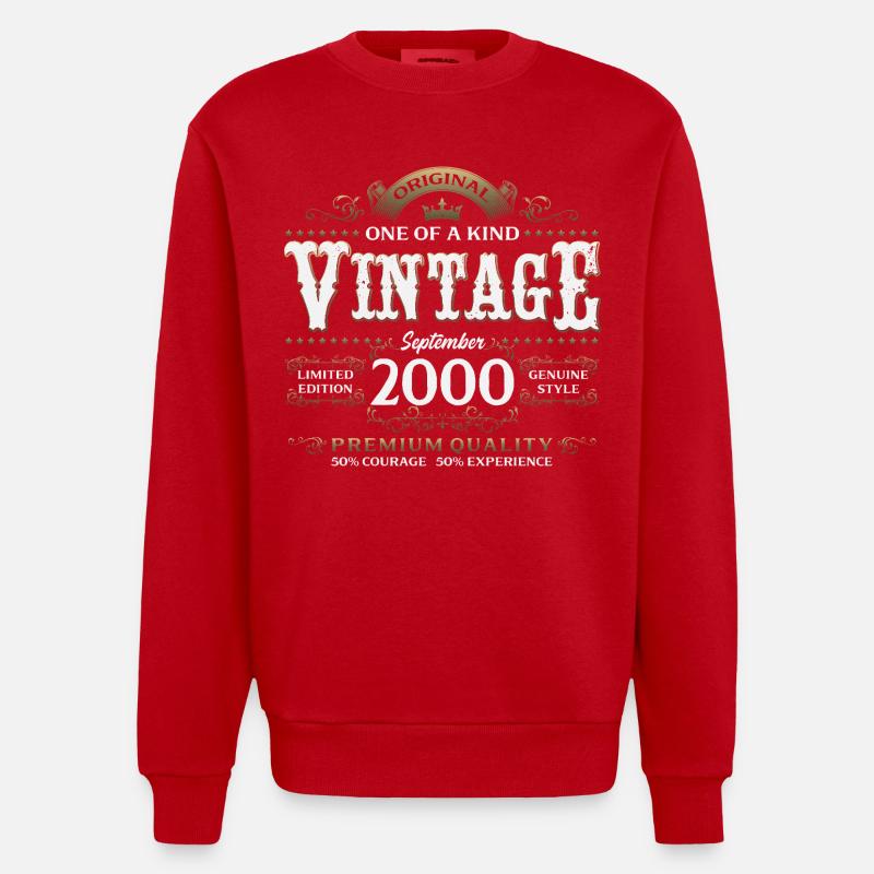 25e anniversaire, millésime septembre 2000 - Sweat bio épais oversize fabriqué en UE - rouge