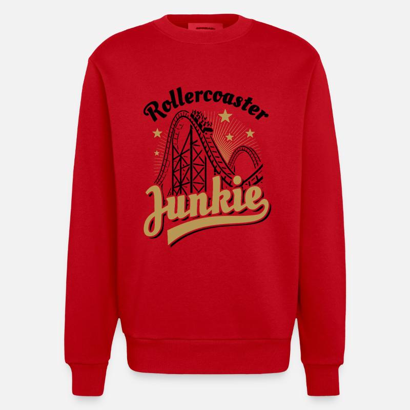 Rollercoaster Junkie - Roller Coaster - Loop - Heavyweight Oversized Organic Crew Neck Made in EU - red