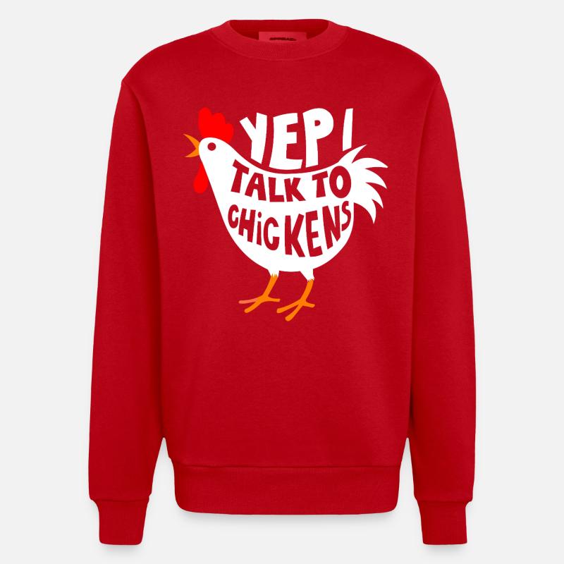 yep i talk to Chickens - Sweat bio épais oversize fabriqué en UE - rouge
