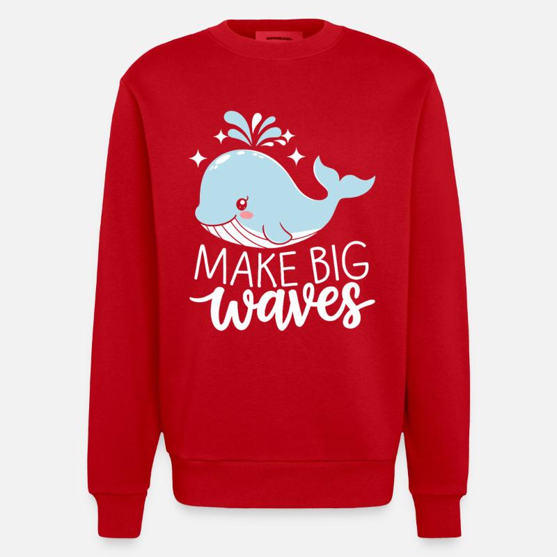 Make Big Waves With Confidence - Heavyweight Oversized Organic Crew Neck Made in EU - red