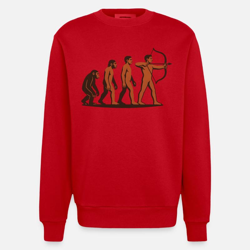 Evolution Archery Bow Target Archer - Heavyweight Oversized Organic Crew Neck Made in EU - red