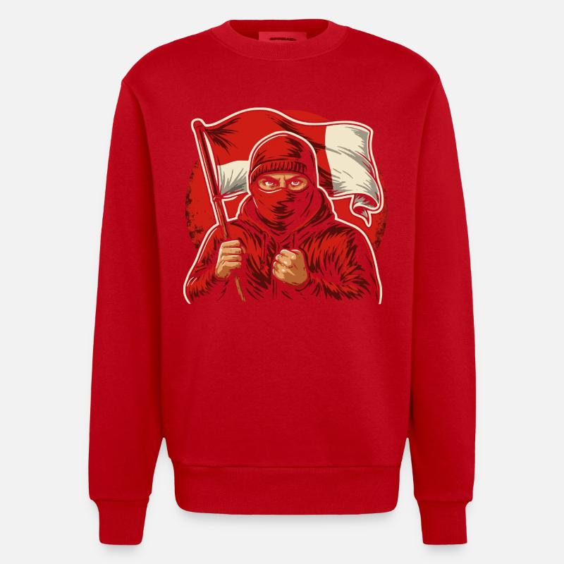 Ventilateurs Cologne Berlin Rot Weiss - Sweat bio épais oversize fabriqué en UE - rouge