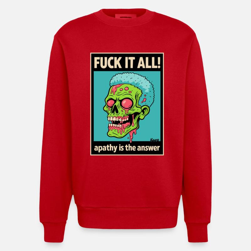 Zombie Totenschädel mit mutigem Statement - Heavyweight Oversized Organic Crew Neck Made in EU - Rot