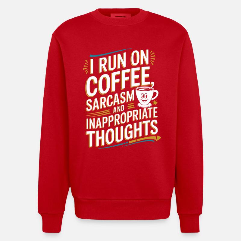 Coffee, sarcasm and misplaced thoughts - Heavyweight Oversized Organic Crew Neck Made in EU - red