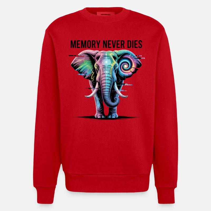 Psychedelischer Elefant mit kosmischer Spirale - Heavyweight Oversized Organic Crew Neck Made in EU - Rot