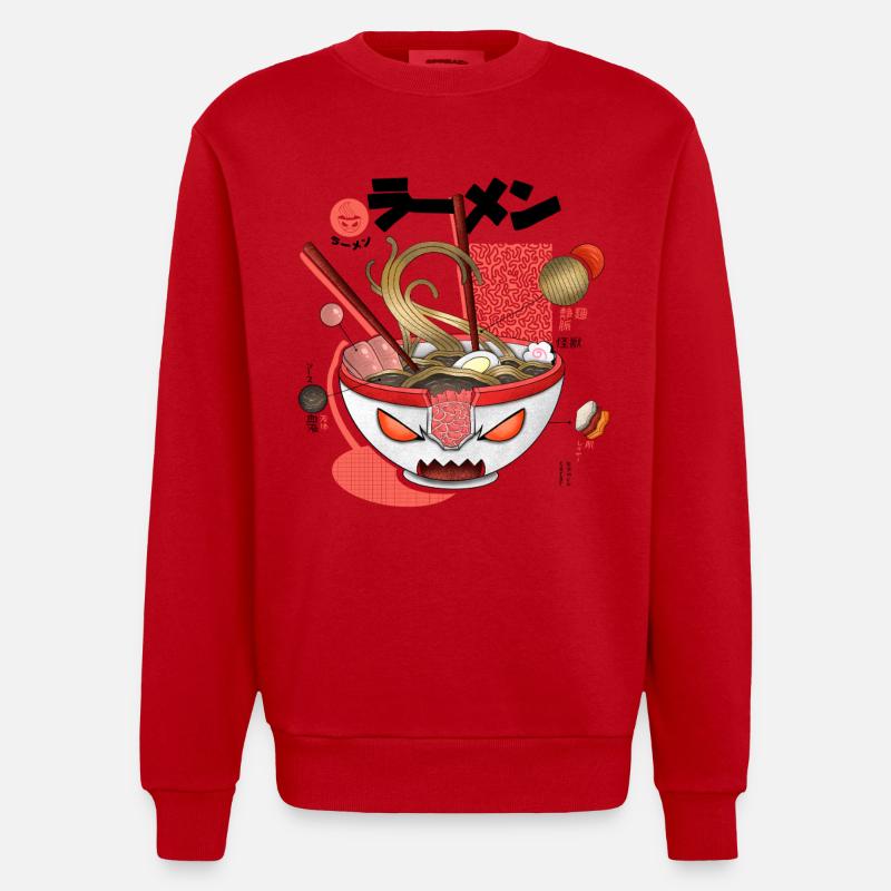 Halloween Spooky Ramen Bowl Design - Sweat bio épais oversize fabriqué en UE - rouge