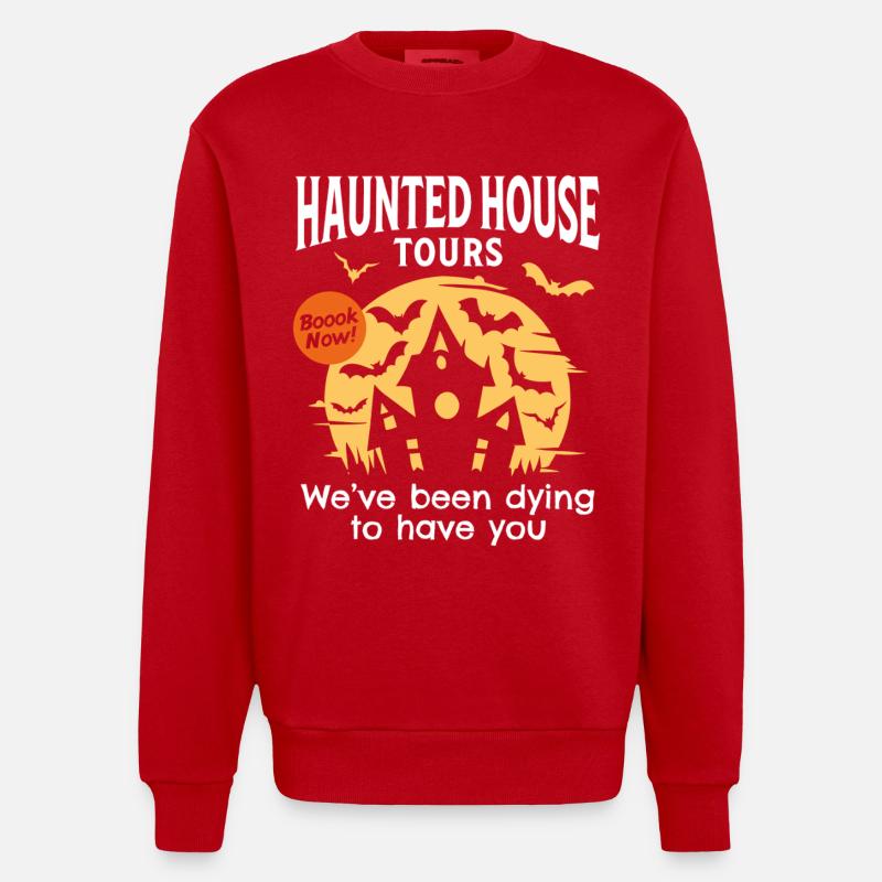 Visites de maisons hantées - Sweat bio épais oversize fabriqué en UE - rouge