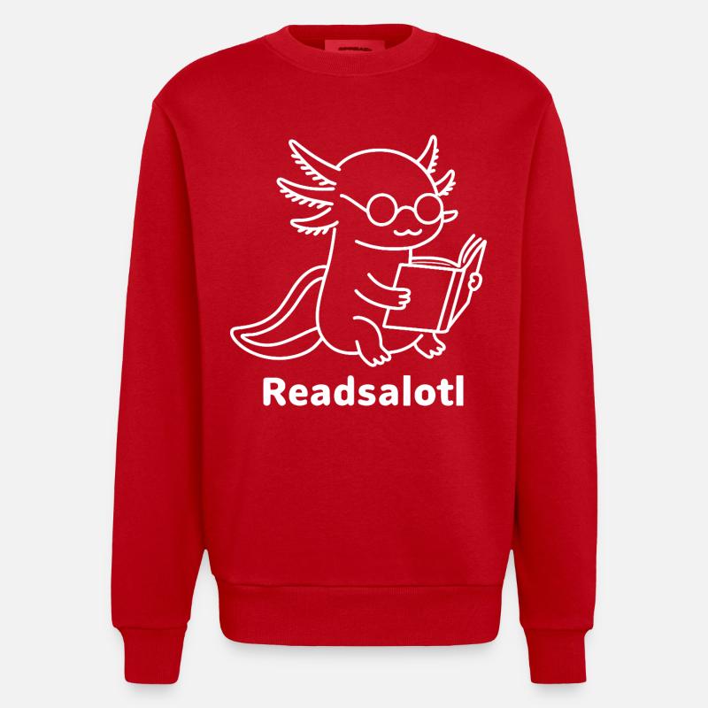 Lineart Readsalotl Axolotl Lecture - Sweat bio épais oversize fabriqué en UE - rouge