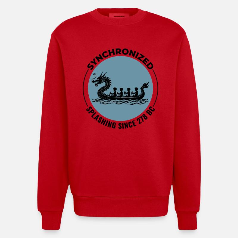 Equipe de Course de Bateaux-Dragon - Sweat bio épais oversize fabriqué en UE - rouge