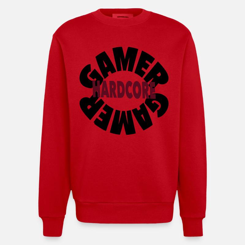 Gamer Hardcore – Déclaration audacieuse de jeu - Sweat bio épais oversize fabriqué en UE - rouge