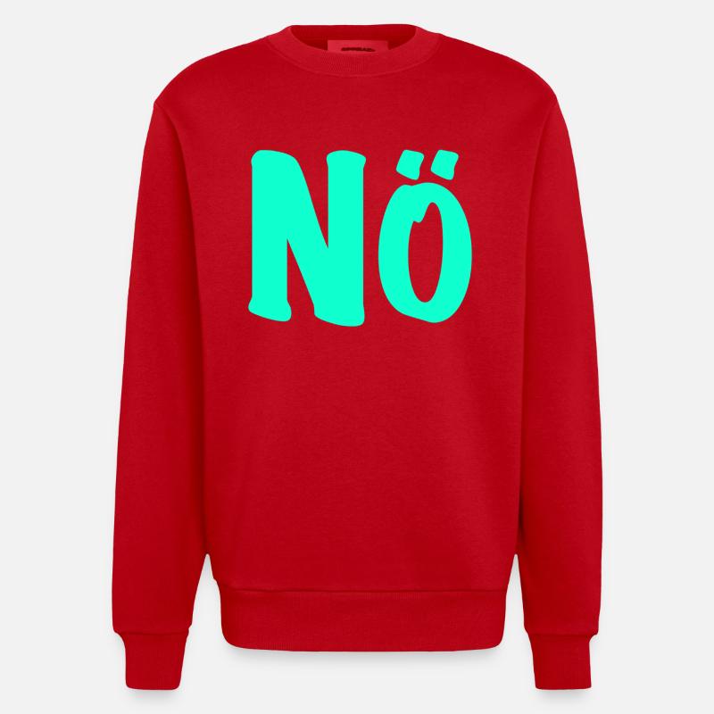 NÖ - null Bock - anti - dagegen - Heavyweight Oversized Organic Crew Neck Made in EU - Rot