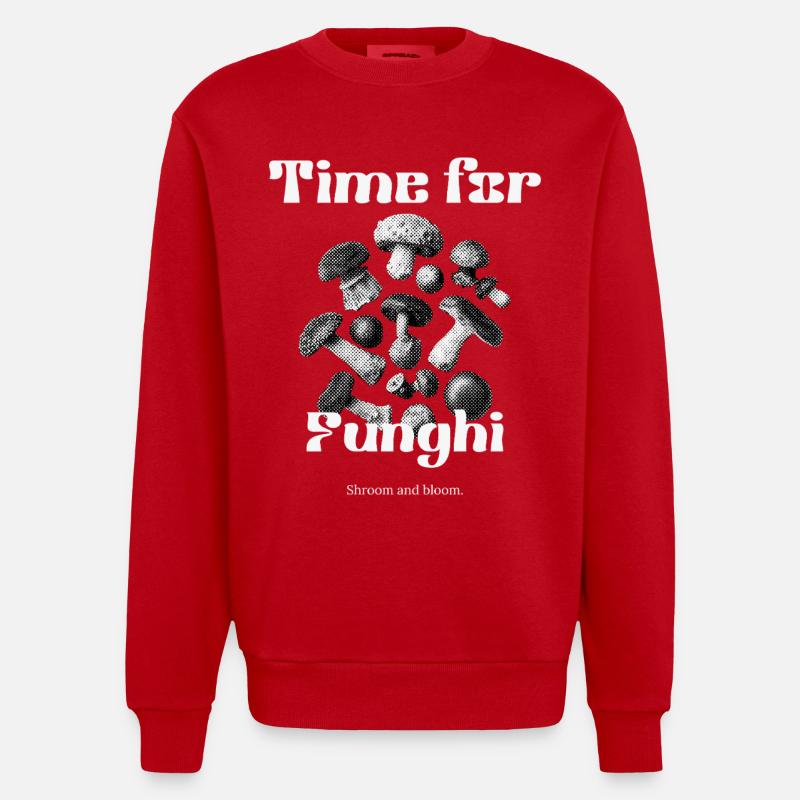 Champignons - Le temps des champignons - Sweat bio épais oversize fabriqué en UE - rouge