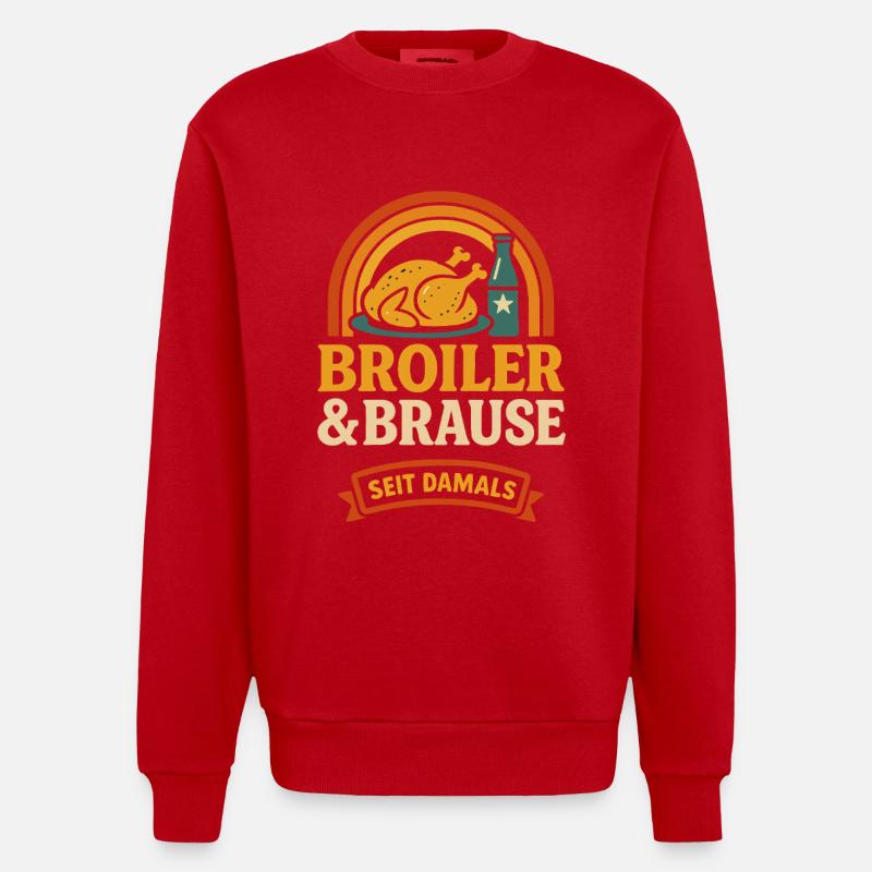 Broiler &amp; Brause – Rétro Ostalgie depuis - Sweat bio épais oversize fabriqué en UE - rouge