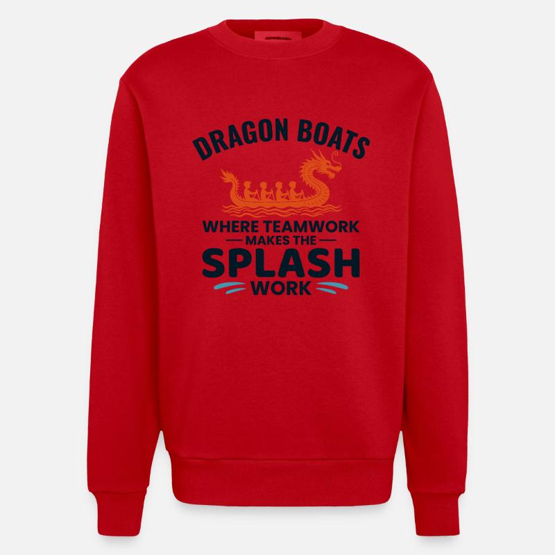Équipage de course de bateaux-dragons - Sweat bio épais oversize fabriqué en UE - rouge